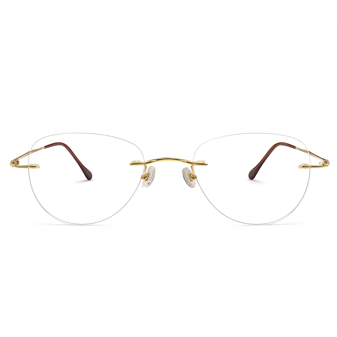 Golden Rimless Aviator Frame for Unisex E05-0003-5