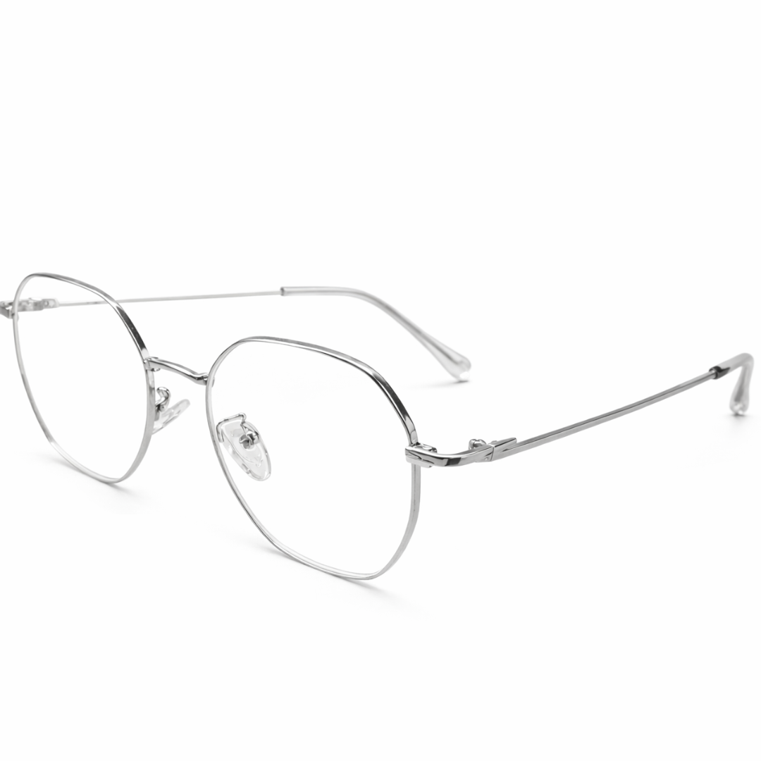 Silver Geometric BlueBlock Screen Glasses for Unisex E05-0007-3