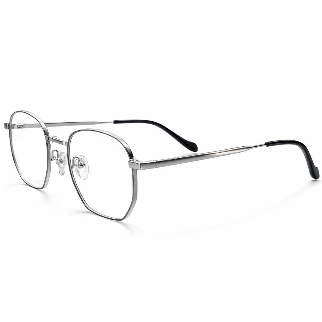 Silver Geometric prescription eyeglasses Frame for Unisex E05-0014-2
