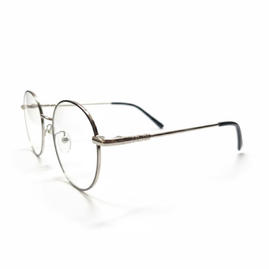 Black silver Round prescription eyeglasses Frame for Unisex E05-0015-6