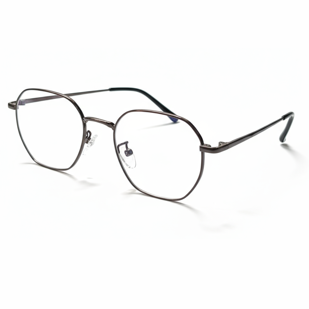 Dark Silver Geometric BlueBlock Screen Glasses for Unisex E05-0007-2