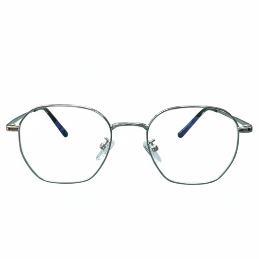 Silver Geometric BlueBlock Screen Glasses for Unisex E05-0007-3