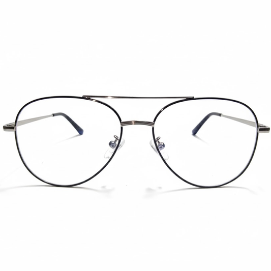 Black Silver Aviator BlueBlock Screen Glasses for Unisex E05-0008-6