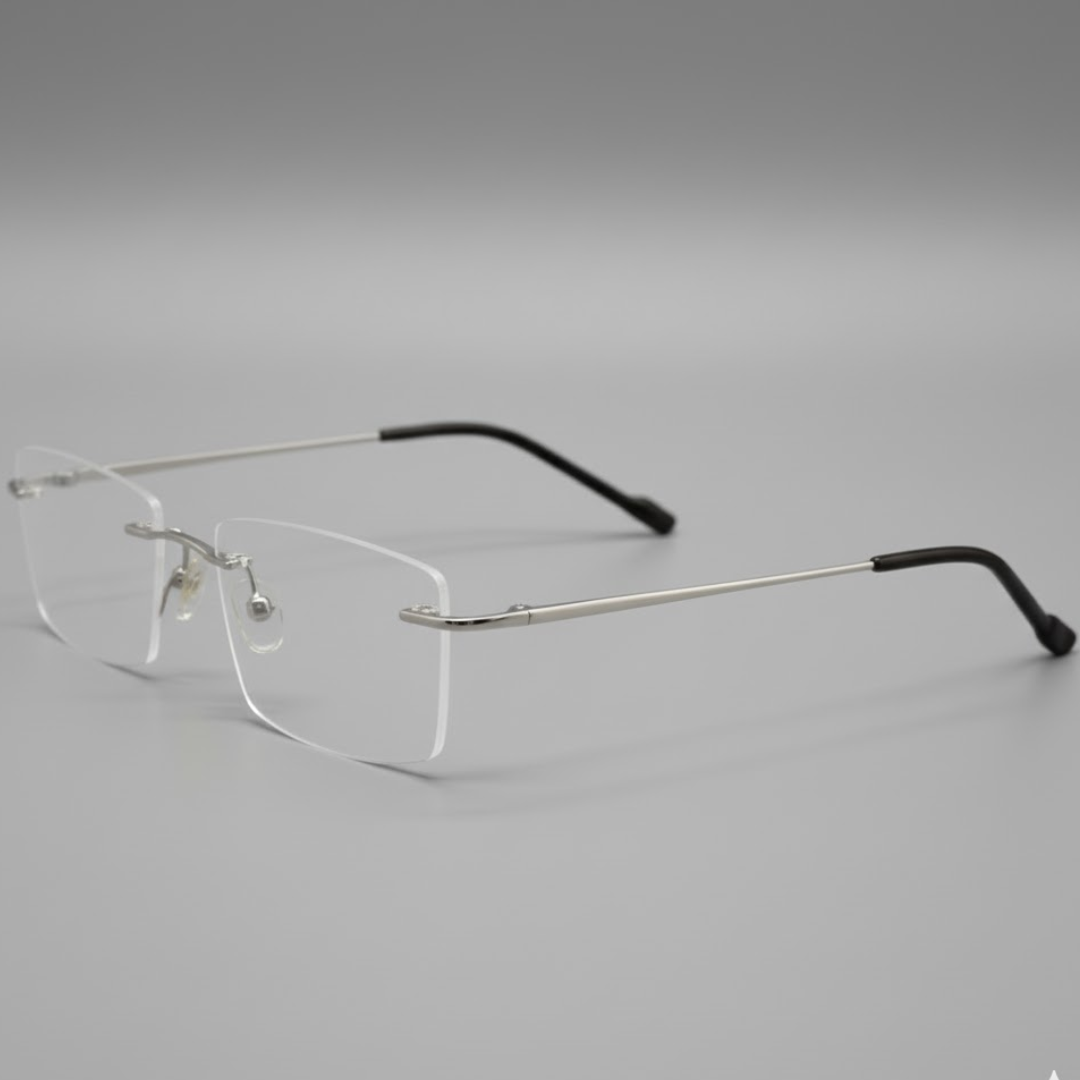 Silver Rimless Rectangle BlueBlock Screen Glasses for Unisex E05-0003-2