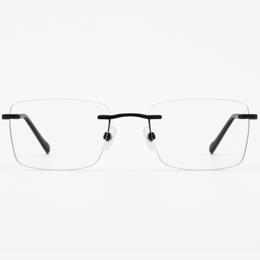 Black Rimless Rectangle Frame for Unisex E05-0003-3