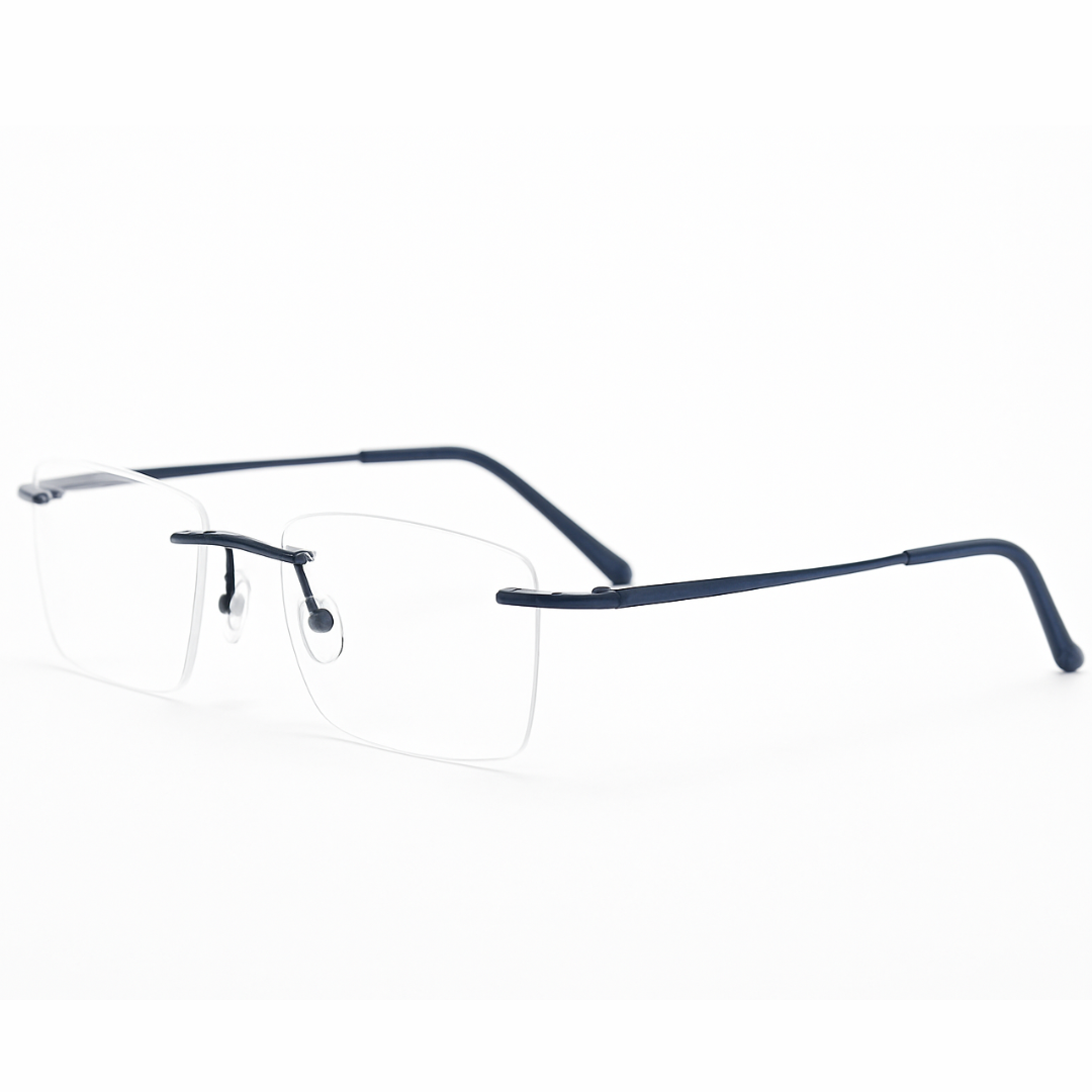 Ultra-Slim Blue Rimless Rectangle Poly BlueBlock Screen Glasses for Unisex E05-0003-4