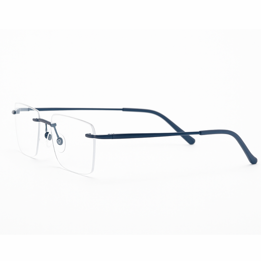 Blue Rimless Rectangle Frame for Unisex E05-0003-4