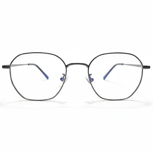 Dark Silver Geometric BlueBlock Screen Glasses for Unisex E05-0007-2