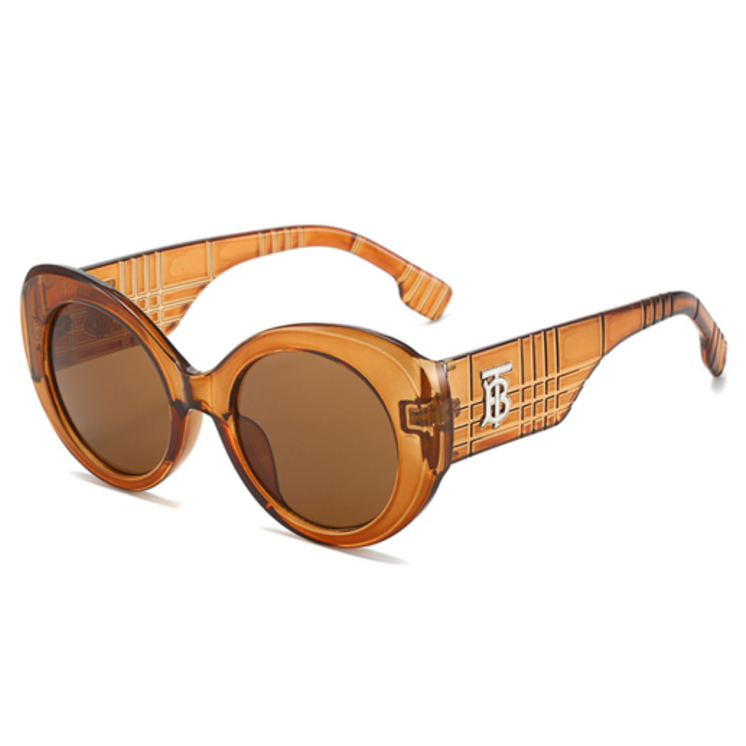 Eyedigo-Light Brown x Black Oversized round sunglasses - E09-0026 4-front