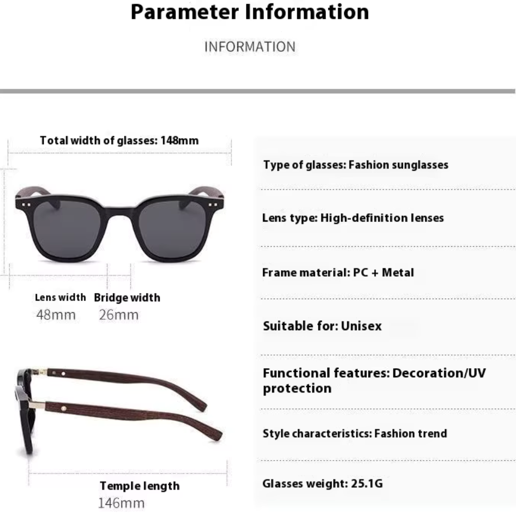 EyedigoBlack X Black Front with brown wooden looksWayfarer stylish sunglasses- E09-0035 2-silver