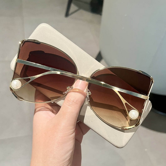 EyedigoGradient Brown X Metal GoldenDramatic Geometric Butterfly sunglasses- E09-0039 2-front