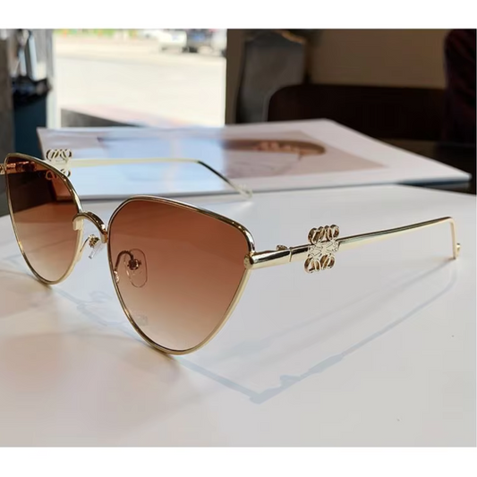 EyedigoLight Brown X Metal GoldenElegant Cat-Eye sunglasses - E09-0040 2-front