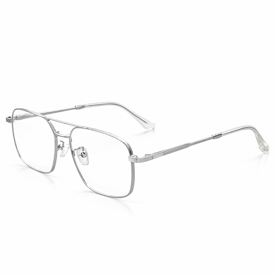 Silver Rectangle Large BlueBlock Screen Glasses for Unisex E05-0016-10