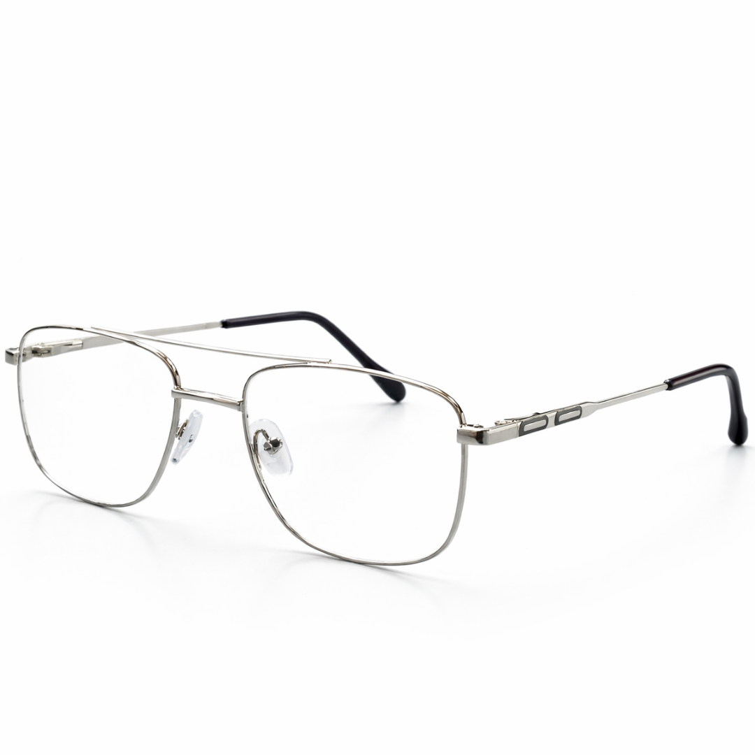 Silver Square Medium BlueBlock Screen Glasses for Unisex E05-0016-2