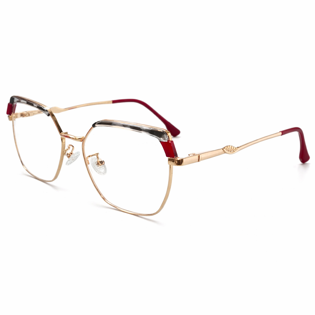 CateyeGolden Red Oval Large Frame for Women E05-0022-11