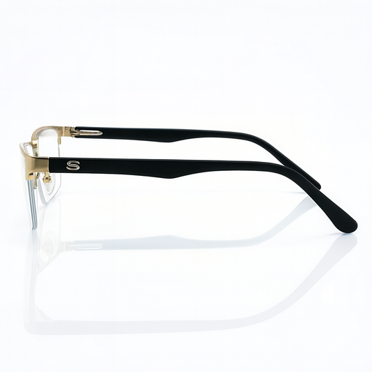 Golden Half Frame Square Frame for Unisex E05-0010-1