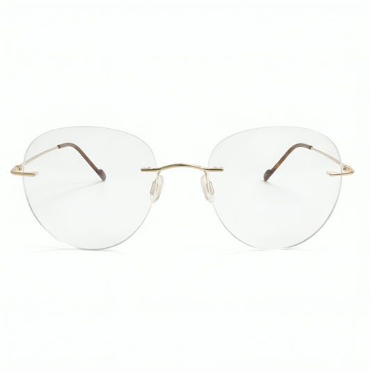 Golden Rimless Round Frame for Unisex E05-0003-6