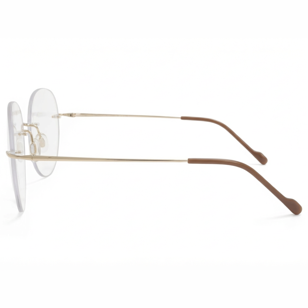 Golden Rimless Round Frame for Unisex E05-0003-6