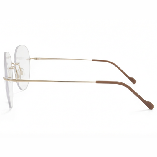 Golden Rimless Round BlueBlock Screen Glasses for Unisex E05-0003-6