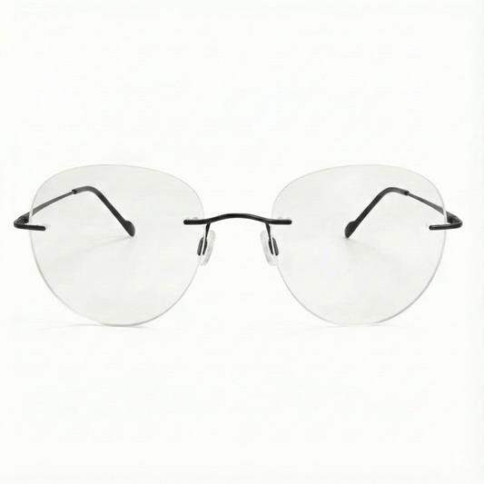 Black Rimless Round Frame for Unisex E05-0003-9