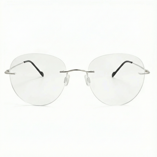 Silver Rimless Round Frame for Unisex E05-0003-8