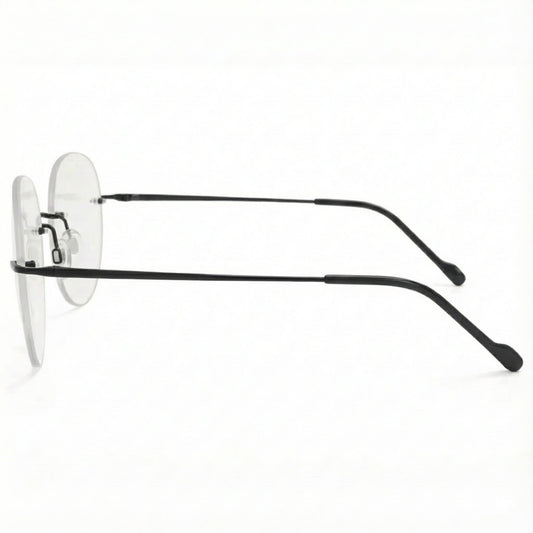 Black Rimless Round BlueBlock Screen Glasses for Unisex E05-0003-9