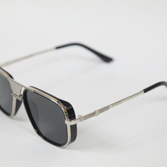 eyedigo-wayfarer-Stylish sunglasses-black-silver-glide-front-S10-0023 7