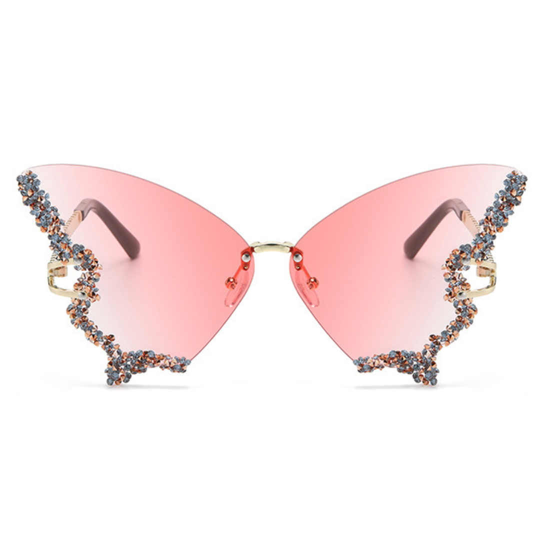 Eyedigo Gradient Pink X Metal Golden Geometric stylish Sunglasses for Women (Model E09-0046 3)