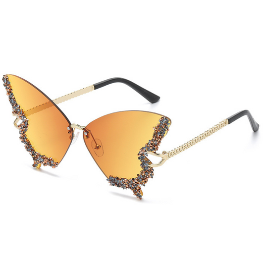Eyedigo Gradient Yellow X Metal Golden Geometric Stylish Sunglasses for Women (Model E09-0046 1)