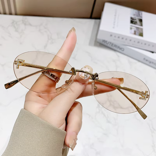 Eyedigo Light Brown X Metal Golden Geometric Stylish Sunglasses for Women (Model E09-0047 5)
