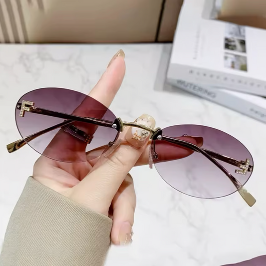 Eyedigo Gradient Purple X Metal Golden Geometric Stylish Sunglasses for Women (Model E09-0047 2)