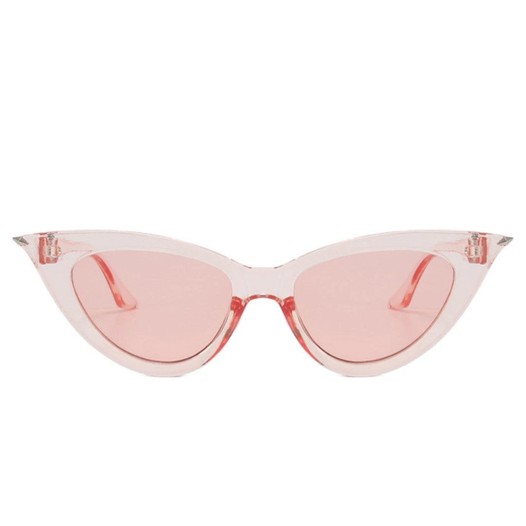 Eyedigo pink X transparent pink cat-eye stylish sunglasses.