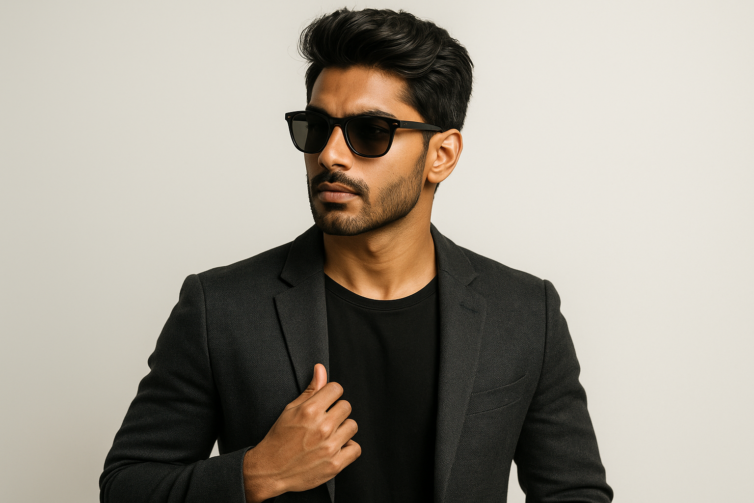Indian Male model wearing sunglasses for a banner image