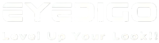 Eyedigo logo with tagline 'Level Up Your Look' on a white background