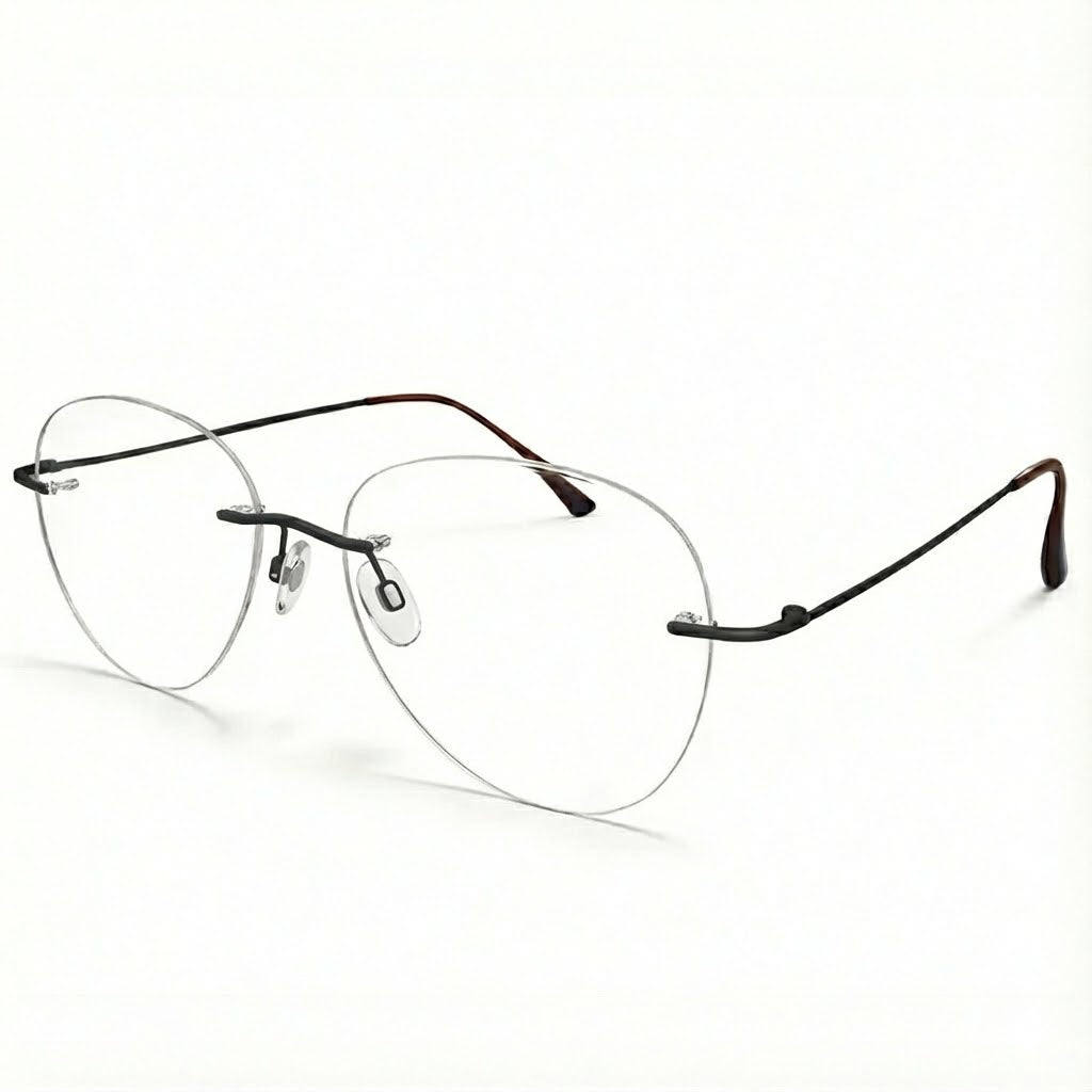 Black Rimless Aviator BlueBlock Screen Glasses for Unisex E05-0003-10