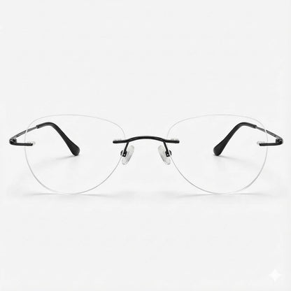 Black Rimless Aviator Frame for Unisex E05-0003-10