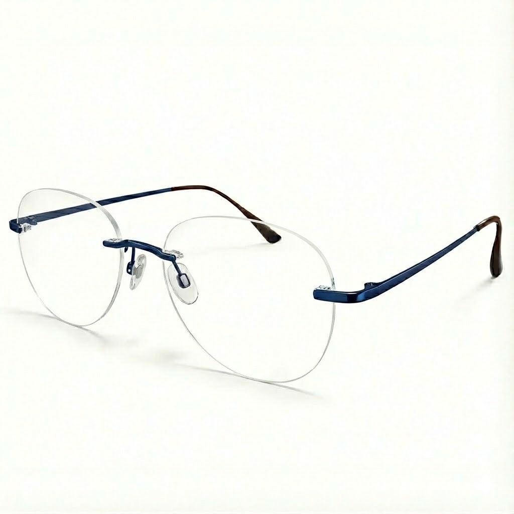 Blue Rimless Aviator Frame for Unisex E05-0003-12