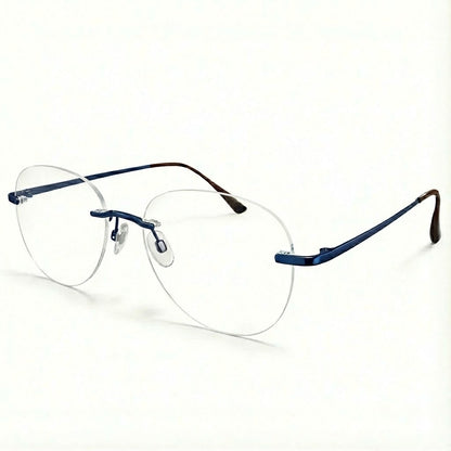 Blue Rimless Aviator Frame for Unisex E05-0003-12