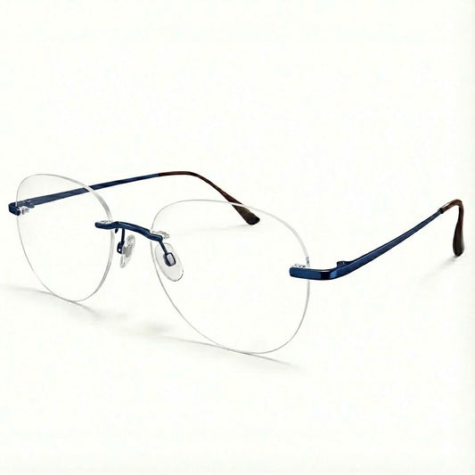 Blue Rimless Aviator BlueBlock Screen Glasses for Unisex E05-0003-12