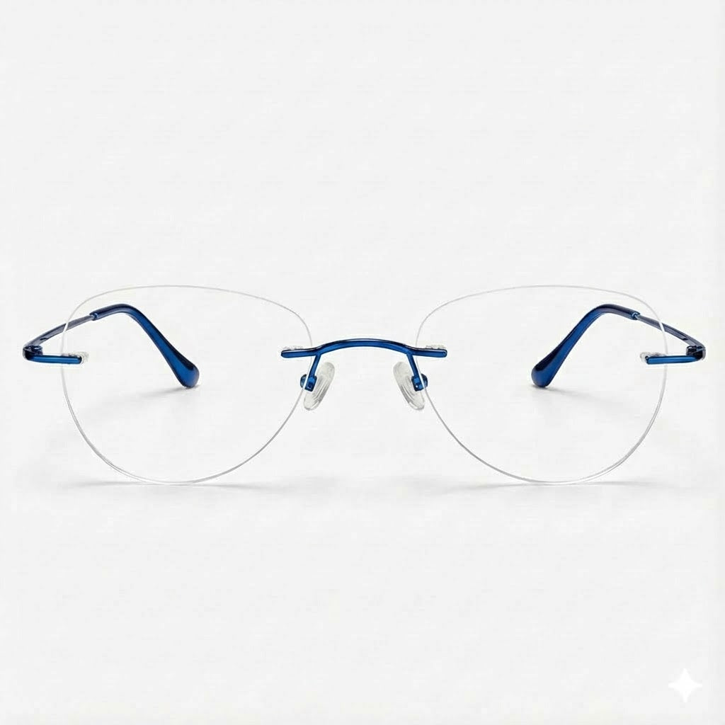 Blue Rimless Aviator Frame for Unisex E05-0003-12