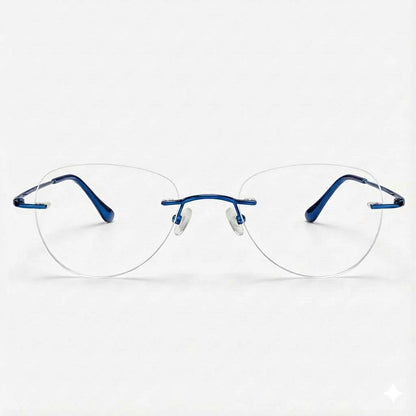 Blue Rimless Aviator Frame for Unisex E05-0003-12