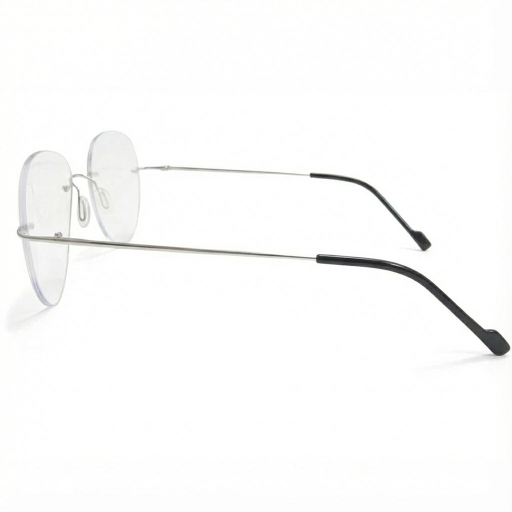 Silver Rimless Aviator Frame for Unisex E05-0003-7