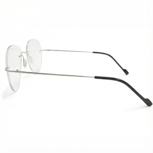 Silver Rimless Aviator Frame for Unisex E05-0003-7