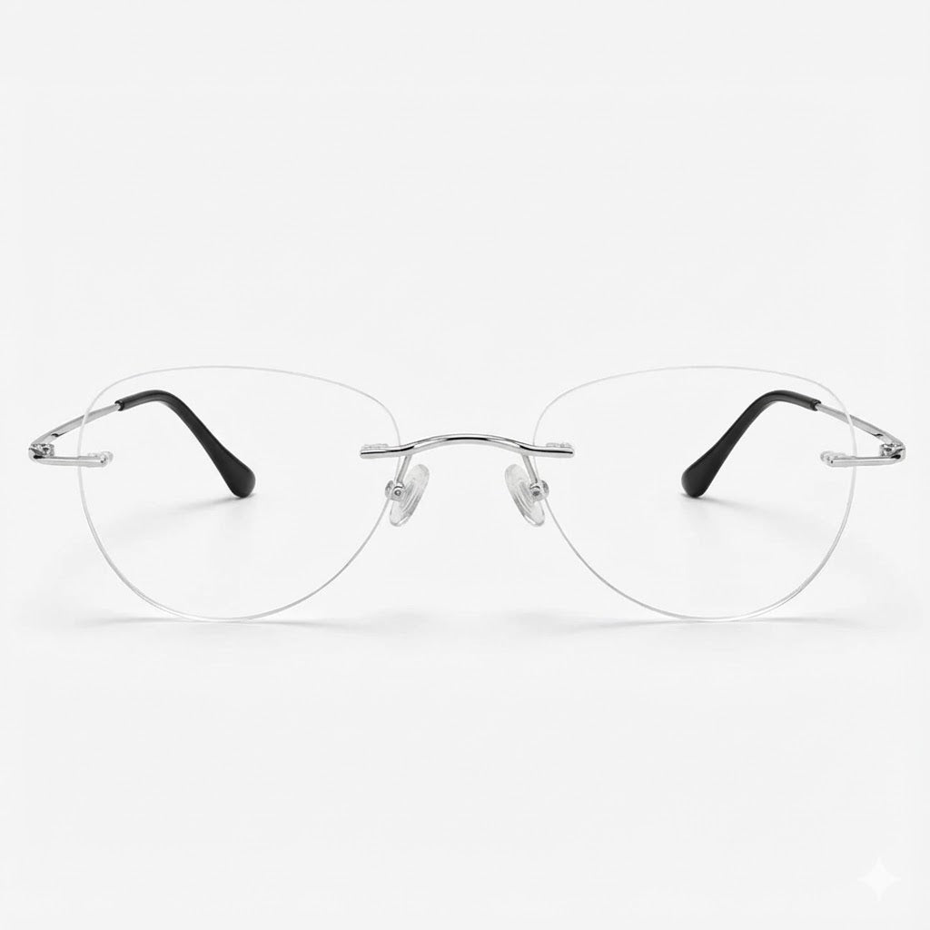 Silver Rimless Aviator BlueBlock Screen Glasses for Unisex E05-0003-7