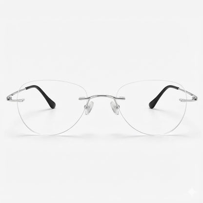 Silver Rimless Aviator BlueBlock Screen Glasses for Unisex E05-0003-7