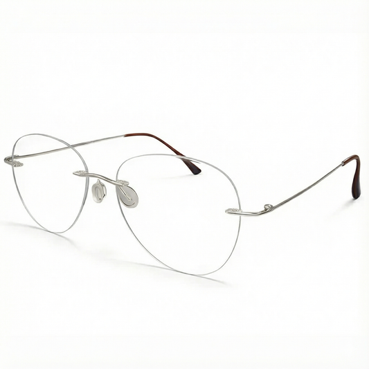 Silver Rimless Aviator Frame for Unisex E05-0003-7
