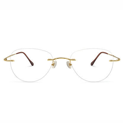 Golden Rimless Aviator BlueBlock Screen Glasses for Unisex E05-0003-5