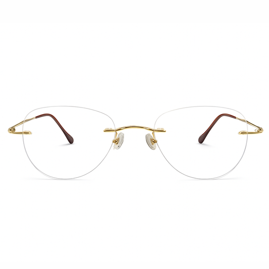 Golden Rimless Aviator BlueBlock Screen Glasses for Unisex E05-0003-5