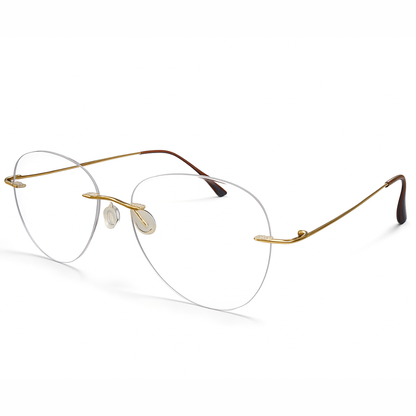 Golden Rimless Aviator BlueBlock Screen Glasses for Unisex E05-0003-5