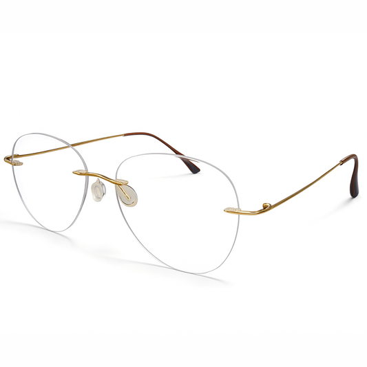 Golden Rimless Aviator BlueBlock Screen Glasses for Unisex E05-0003-5